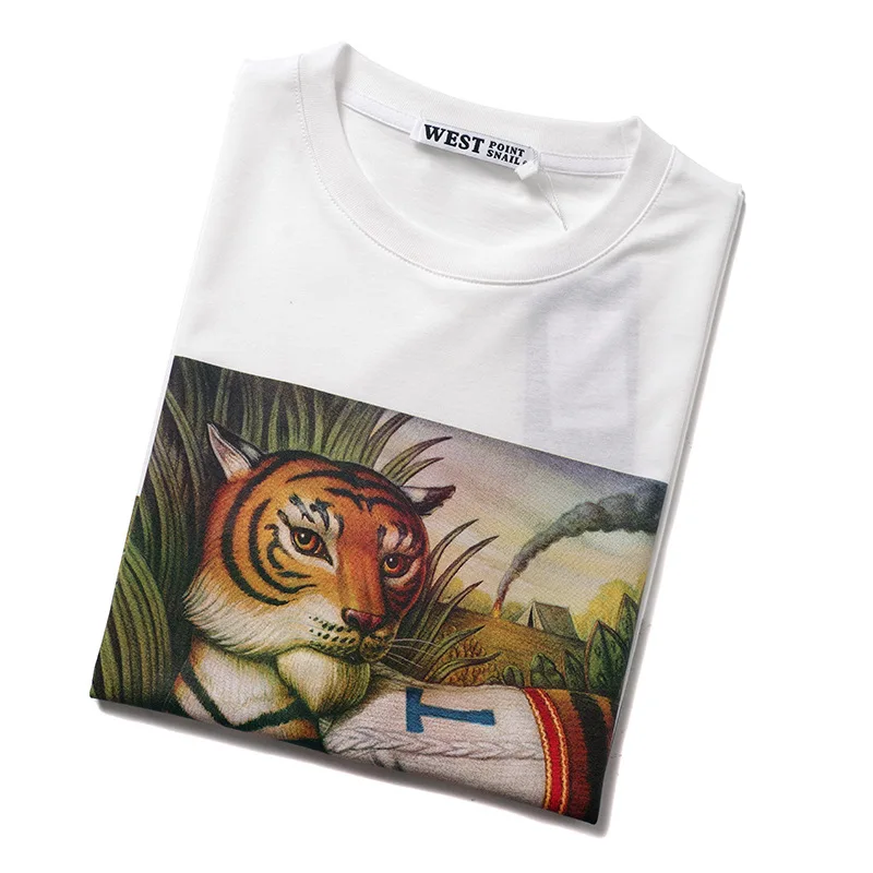 

2021 New Short Sleeve Tee Shirt Tiger Printed T Shirts Men Brand O Neck Loose Summer T-shirt for Mens Casual Cotton Tshirt Homme
