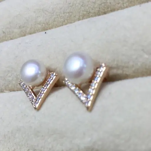 

Благородные украшения, пара гвоздиков 8-9 мм, 100% натуральный пресноводный жемчуг, серьги-гвоздики для женщин с искусственным серебром