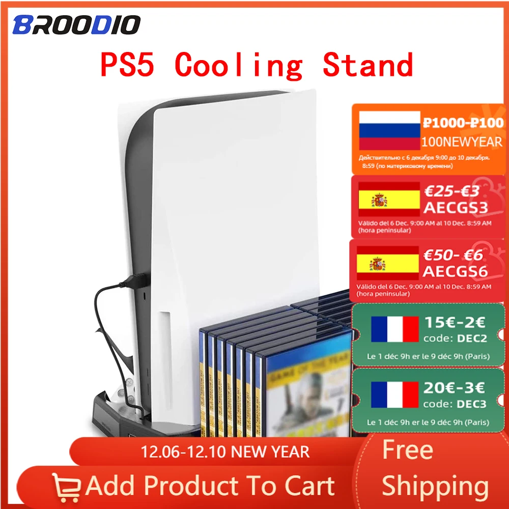 

For PS5/PS5 Digital Edition Charger With Cooling Fans USB Ports PS5 Cooling Stand For Playstation 5 Switch Charger Control Base