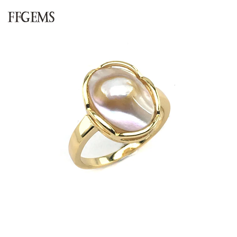 Женские перламутровые Кольца FFGems вечерние ювелирные изделия из желтого золота с