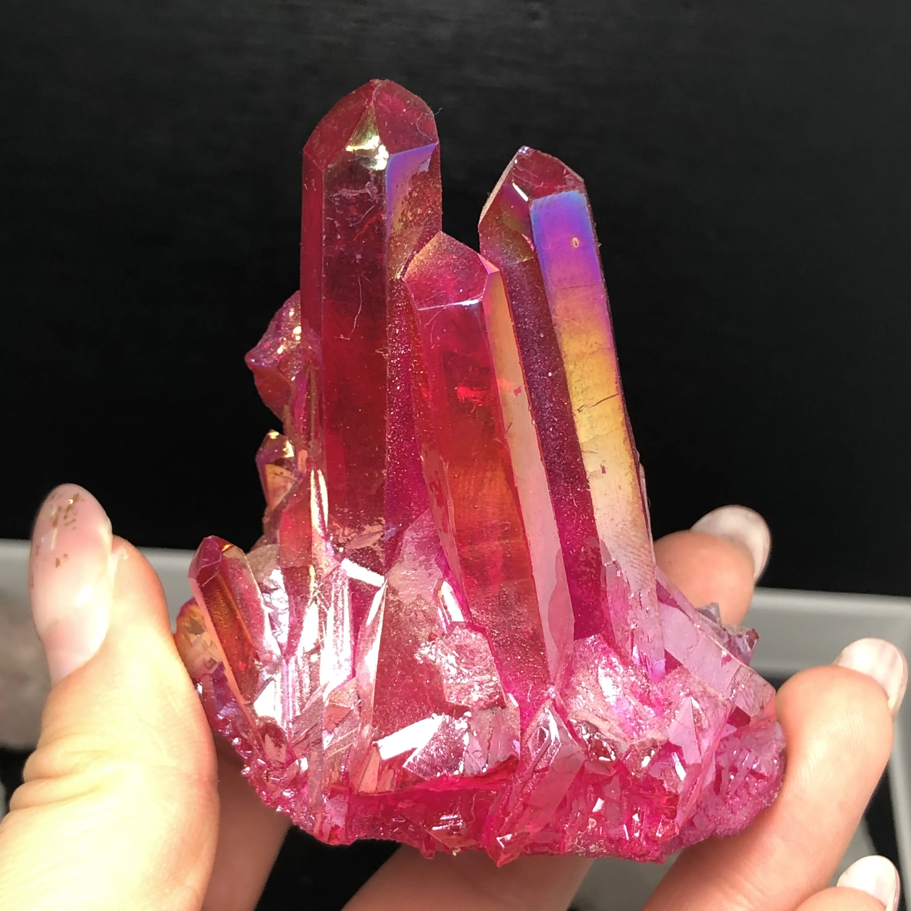 Аура кварцевый кристалл кластер Ангел натуральный Druzy Geode образцы минералов для