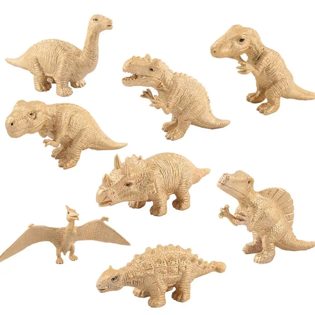 

8 PCS Simulation Dinosaur Model Solid Durable Jungle Ornaments Dinosaur Set Tyrannosaurus Triceratops Model Gift Decoration