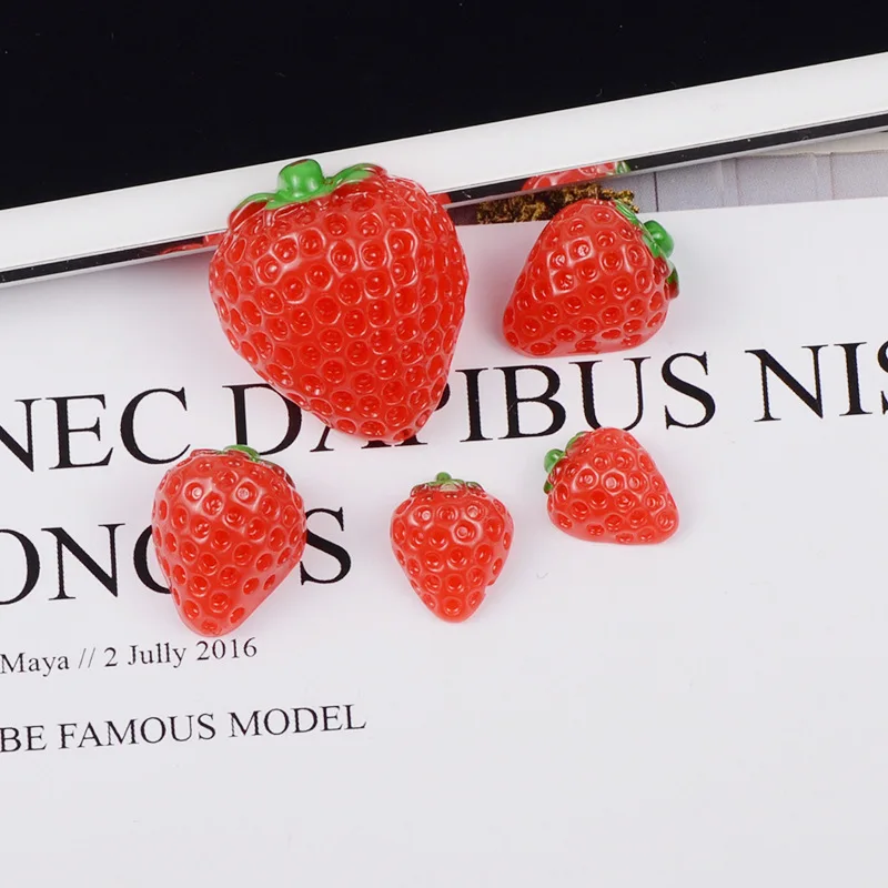 

10pcs/lot Resin Artificial Half Side Fruit Strawberry Charms Jewelry Making Accessory Table Props
