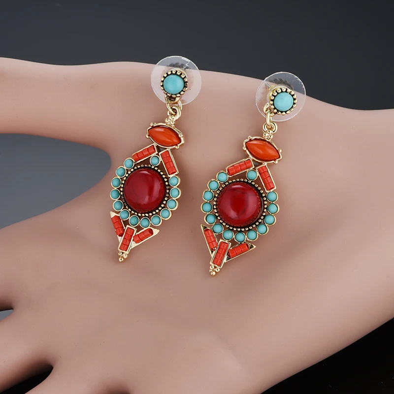 Винтажные Этнические украшения индийские серьги Jhumka с красными бусинами