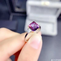 kjjeaxcmy fine jewelry s925 sterling silver inlaid natural amethyst new girl noble ring support test chinese style with box