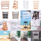 Деревянная пластиковая металлическая полка для кукольного домика 1:12, подставка для цветов, модель мебели