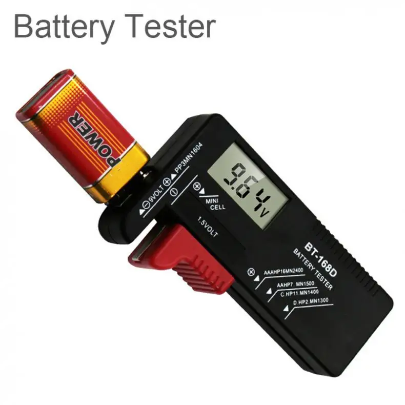 

BT-168 Universal Button Multiple Size Battery Tester for AA/AAA/C/D/9V/1.5V LCD Display Digital Battery Tester Volt Checker