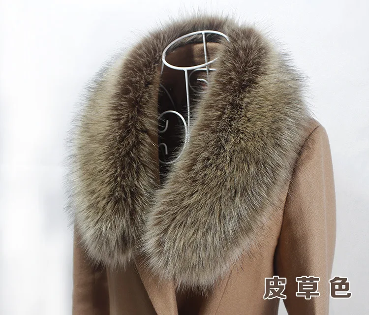 fur color Qearlstar воротник из искусственного лисьего меха для женщин и мужчин Детское пальто шарф куртка капюшон Теплый меховой Декор роскошный шаль шарфы многоцветный ZKG04 - Цвет: fur color