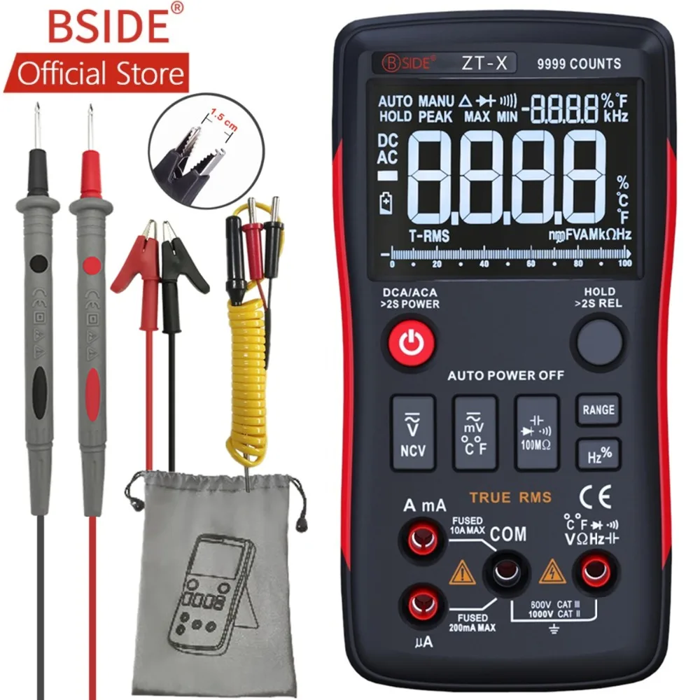 52BSIDE -X True Digital Multimeter 3-Line Triple Display 9999 Counts AC/DC Voltage Temperature Capacitance Tester New | Инструменты