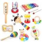 Деревянные погремушки Монтессори для детской кроватки, детские развивающие музыкальные деревянные игрушки, детские игры, детские игрушки 0-12 месяцев