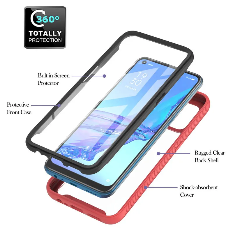 

Shockproof Case For OPPO A53 Hybrid Soft Bumper Dual-Layer Back Cover For OPPO A53 2020 Fashion All-inclusive Phone Cases 6.5"