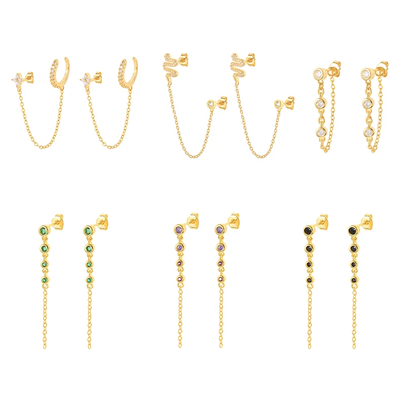 

Женские серьги-цепочки из серебра 2021 пробы с фиолетовым цирконием