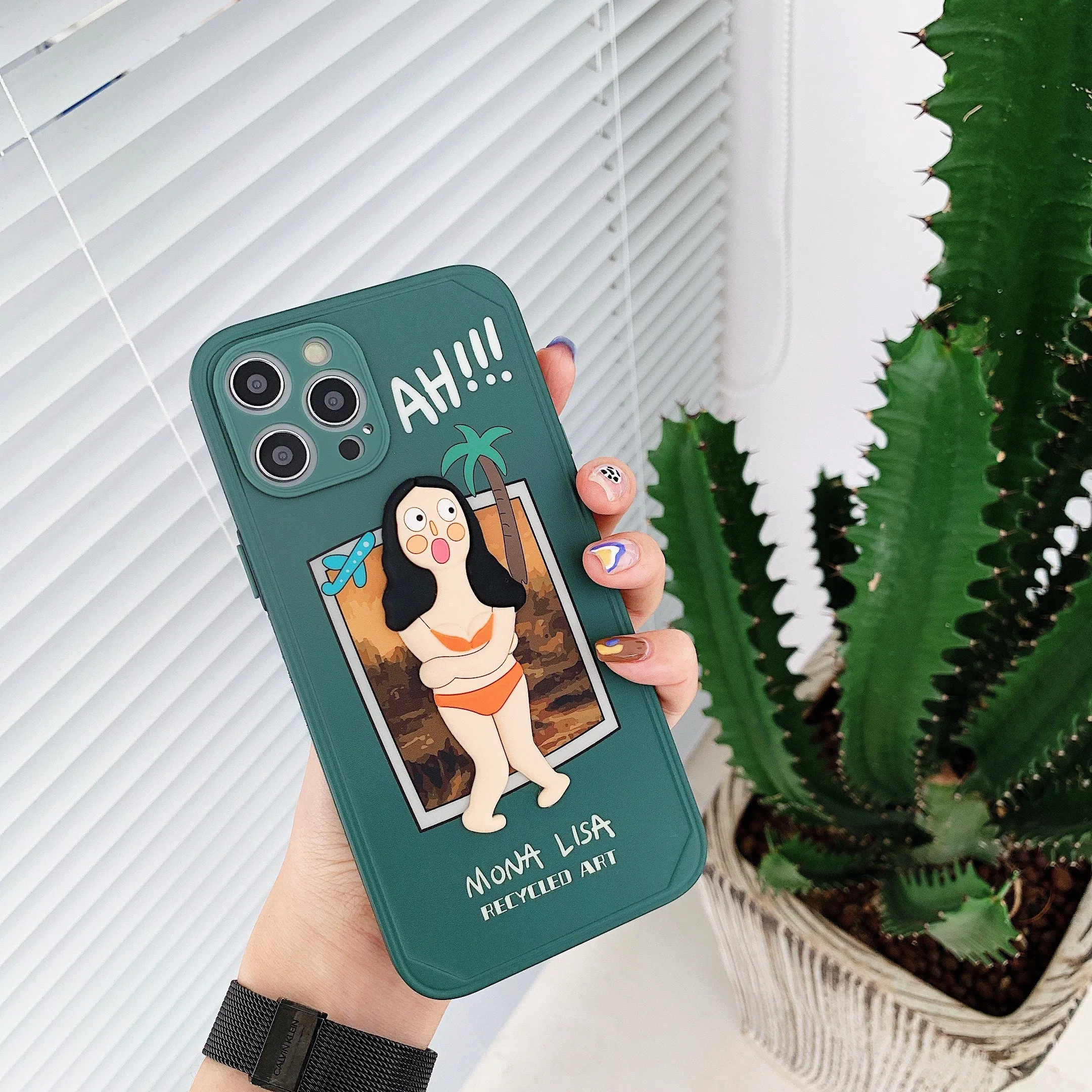 

3D Spoof Oil Painting Cartoons Case For iPhone 11 12 Pro Max Mini 7 8 Plus XR X XS MAX Trend Creative Minimalism Cover
