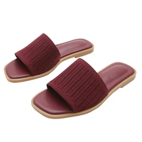 2021 summer new plus size women slippers luxury fashion stretch fabric slides for women flat with modern slippers women shoes
