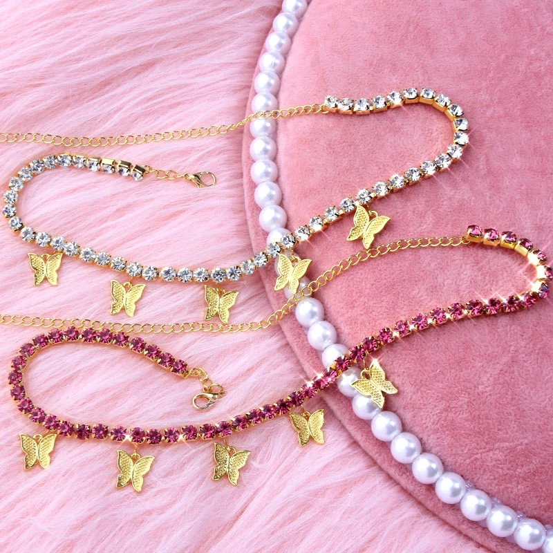 Женское ожерелье с подвеской бабочкой разноцветное роскошное цепочка