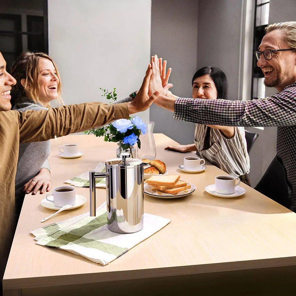 Френч пресс для приготовления кофе кофейник из нержавеющей стали с двойными