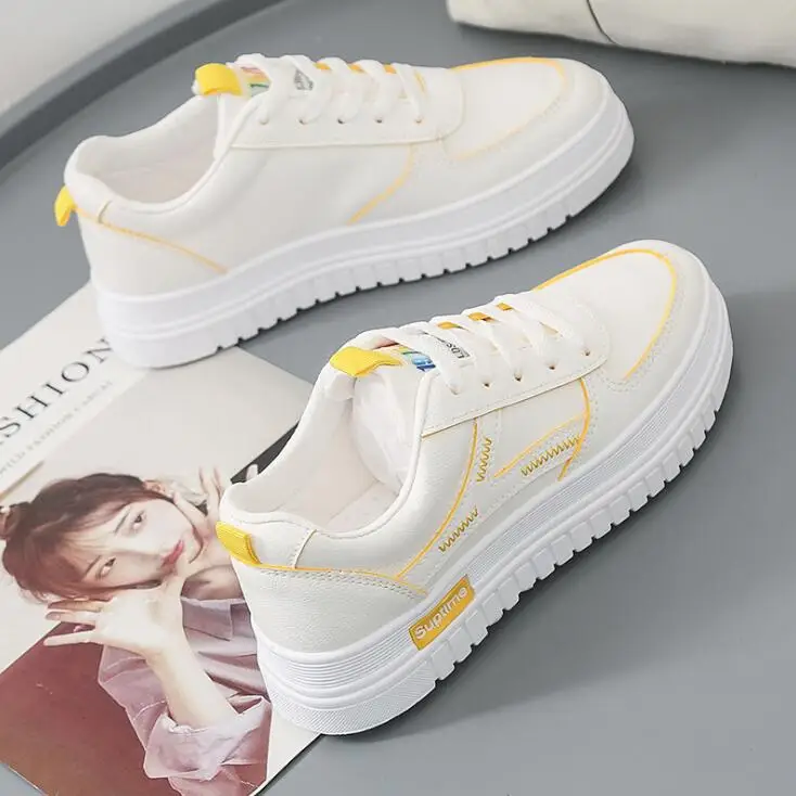 

New 2021 White Women's Shoes Fashion Casual Shoes Students Comfort Breathable Flat Sneakers Woman Vulcanize Sport Running Shoes