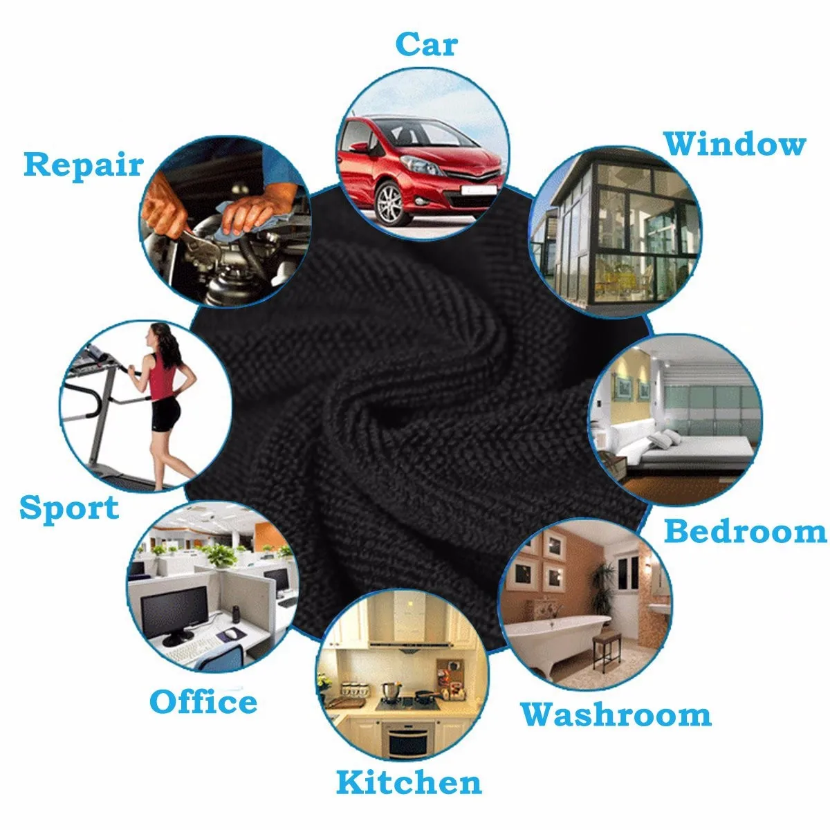 20pcsset car e polishing wash towels microfibers detailing cleaning soft cloths home window 30x30cm black free global shipping