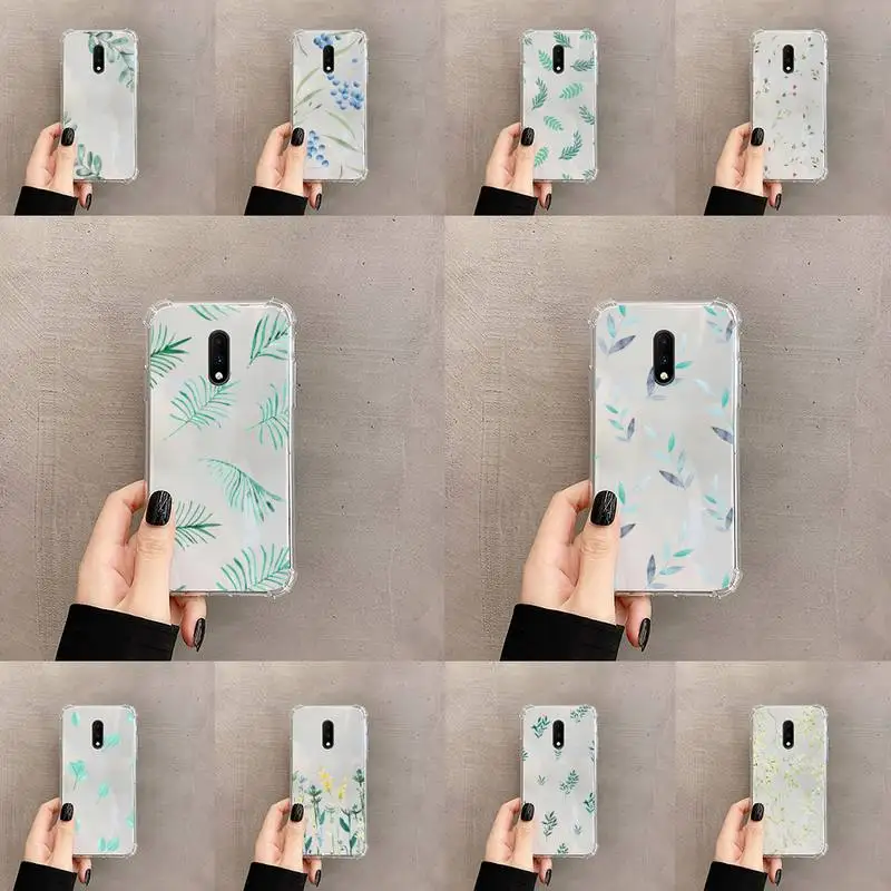 

Watercolor plants with flowers Phone Case Transparent For OnePlus MEIZU MEITU M 7 8 9 16 17 T PRO XS moible bag