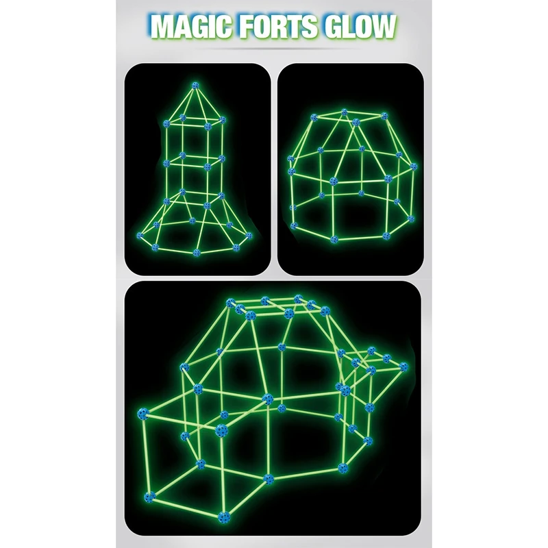 

Kids Fort Building Castles Tunnels Tents Kit DIY 3D Glow in the Dark