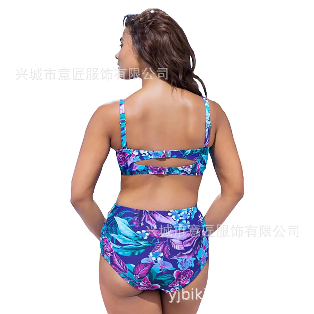 Купальник большого размера с принтом Gao двухцветное бикини завышенной