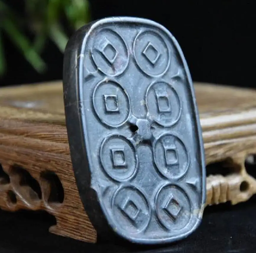 

Хуншань культура archaize черный железный метеорит скульптура монета со статуей