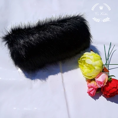 Черный Красные, белые, черные, женские, взрослые, детские перчатки, искусственная Меховая муфта, для девочек, искусственный мех, ручная муфта, теплые Свадебные перчатки - Цвет: Черный