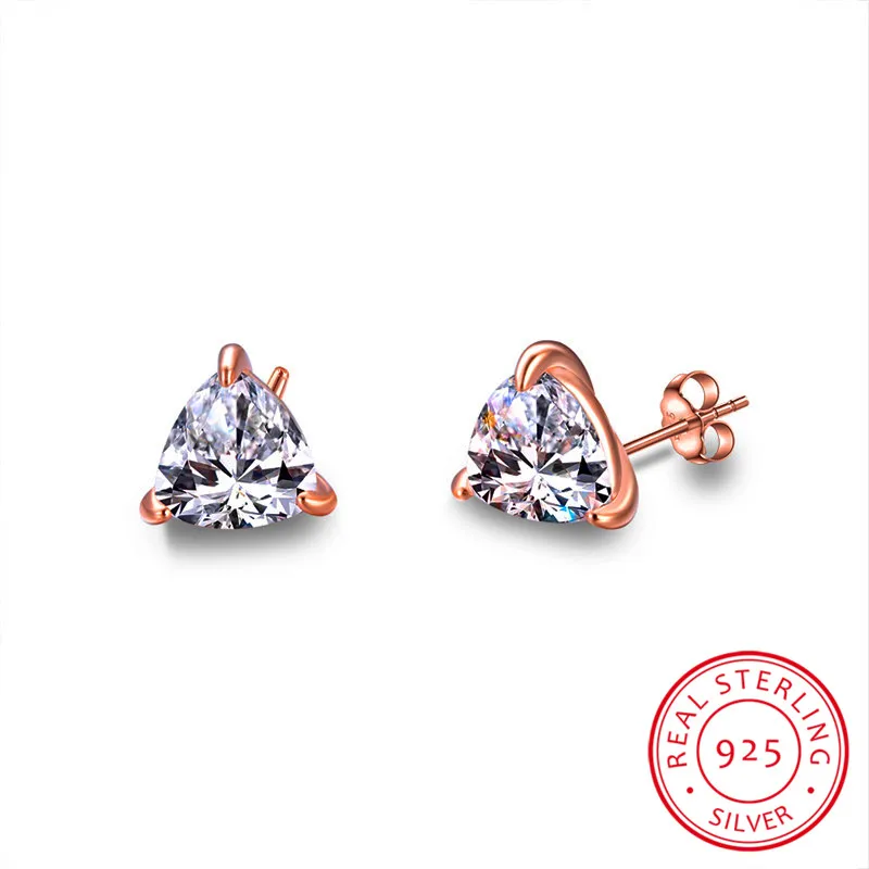 Милые женские маленькие треугольные серьги-гвоздики с кристаллами серьги из