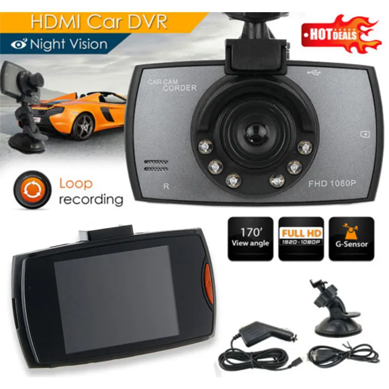 Full HD1080P Автомобильный видеорегистратор DVR камера видеорегистратор 2,2 дюймов 120 ° видео регистратор g-сенсор ИК ночного видения видеорегистратор