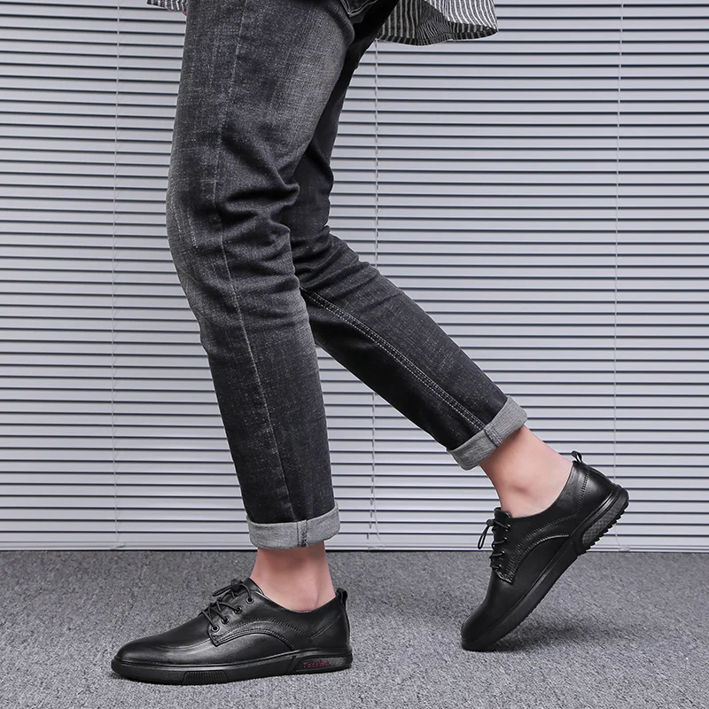 Мужские повседневные туфли из натуральной кожи модные туфли-броги уличная