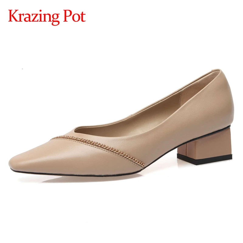 

Krazing Pot/натуральная кожа, квадратный носок, средний каблук во французском романтическом стиле красивой леди комплект для повседневной носки...