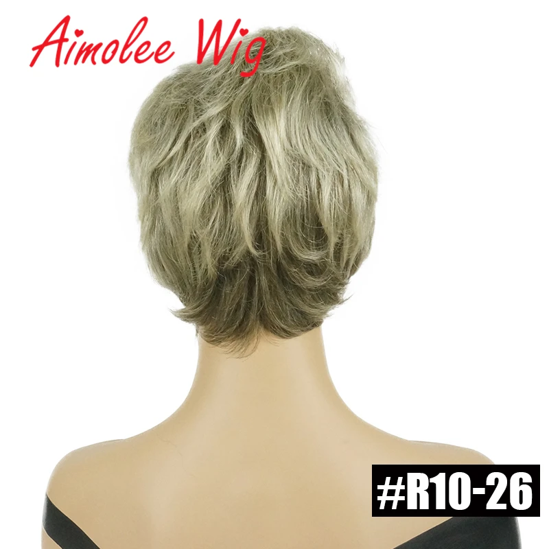 R10-26 Парики из искусственных волос без шапочки-основы короткий кудрявые черный/серый парик из натуральных волос вечерние парики - Цвет: R10-26