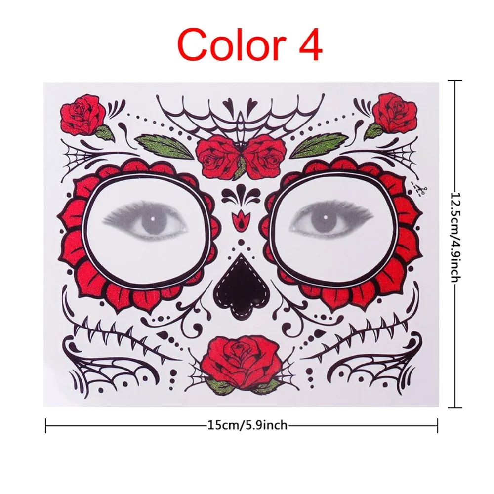 Водонепроницаемая маска для лица Череп временные тату наклейки Красота Макияж