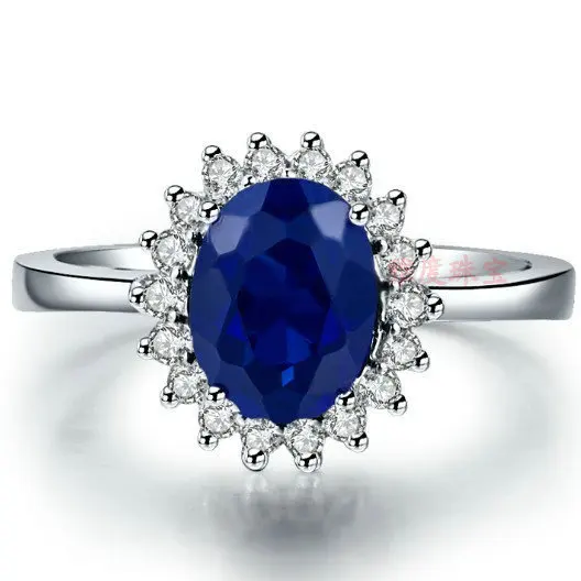 

2 Ct Synthetic sapphire Gemstone ring sterling silver SONA stone engagement ring, Prince William weeding ring