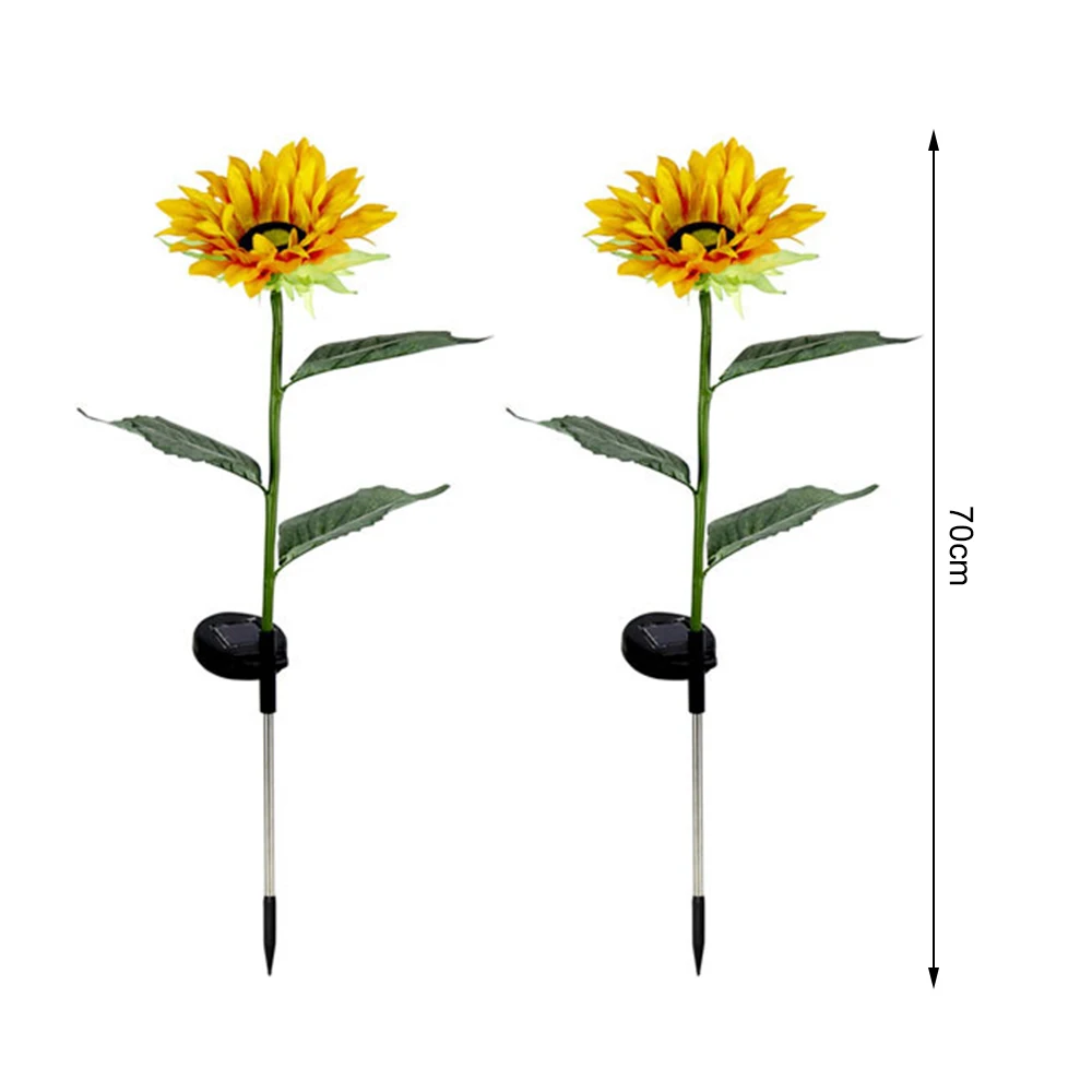 

2pcs Solar LED Sunflower Light Waterproof Artificial Flowers Decorative Garden Stake Lamp Patio Yard Pathway Decoration