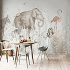 Самоклеящиеся обои на заказ, современные панно Ins растения, слон, олень, 3D Мультяшные Фоновые наклейки для детской спальни, декор для стен