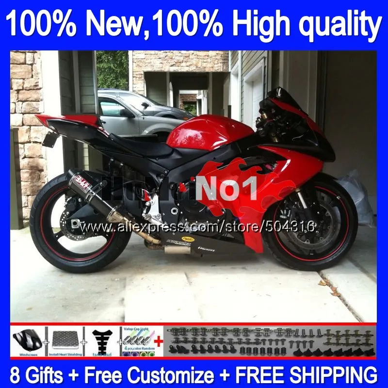 

Корпус для SUZUKI GSX R600 GSX-R750 GSXR 600 750 CC 06 07 2006 16MC.81 GSXR-600 K6 GSXR600 GSXR750 06 07 обтекатель черный красный