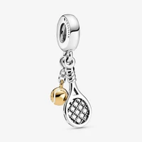 2020 autumn new s925 sterling silver tennis racket ball dangle for ladies original 3mm charm bracelet diy jewelry making