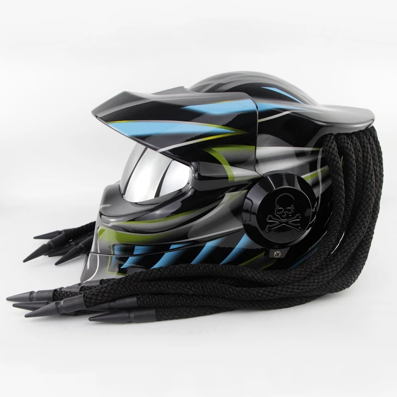 Классный шлем Хищник кожаный чехол из искусственной кожи (серебристый козырек с