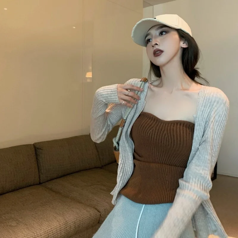 

Мягкий Вязаный Кардиган с V-образным вырезом, длинным рукавом