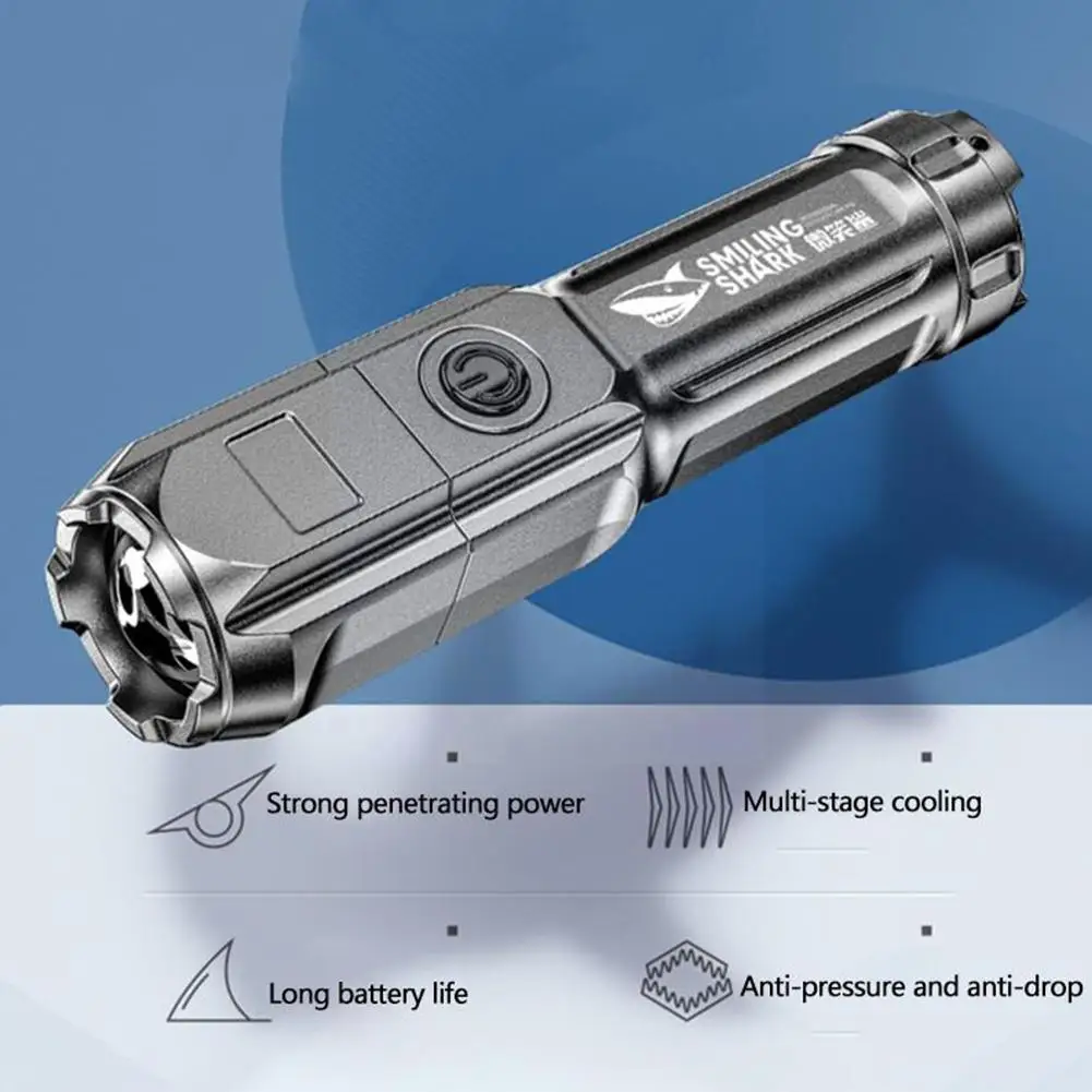

Portable Abs Strong Light Zoom Flashlight Outdoor Home Hiking Household Camping Lighting Outdoor Multi-function Light E9m4