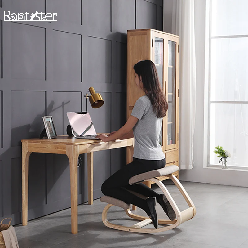 

Linen flannel cushion correction kneeling chair outside eight modeling design Children's posture learning chair stress uniform c