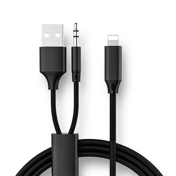 Черный ACCEZZ 3,5 мм разъем 2 в 1 AUX аудио кабель для IPhone 7 8 6 X XS MAX Адаптер гарнитура автомобильный динамик зарядка и музыка USB разъем - Цвет: Черный
