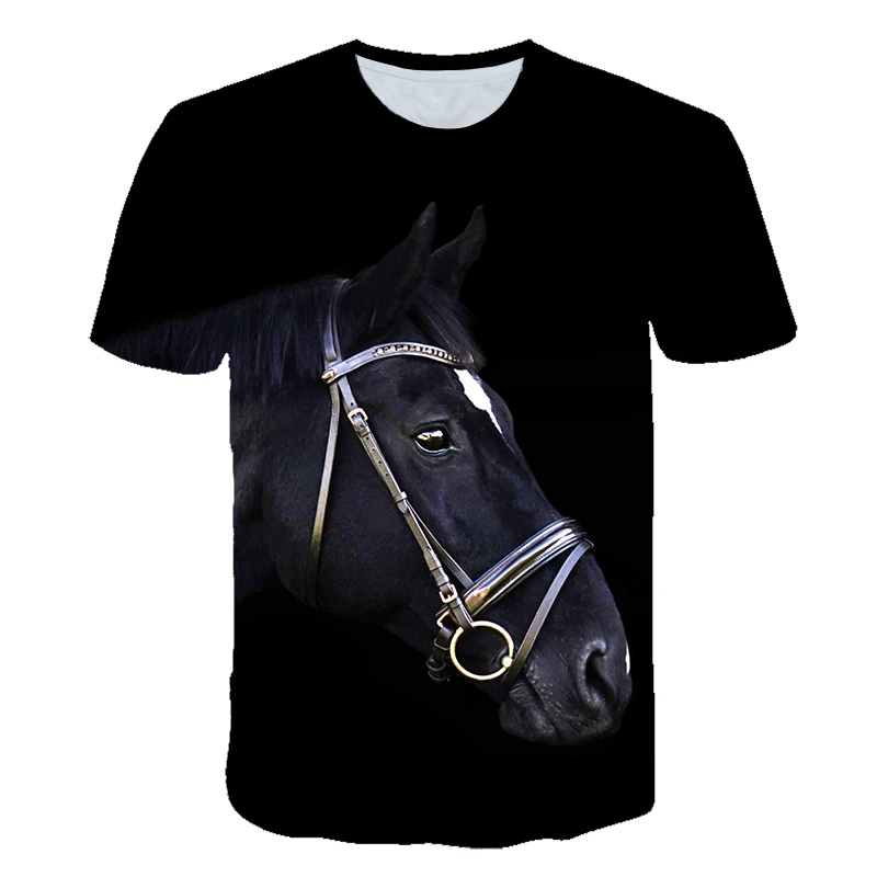 

New Summer T Shirt Men/women Streetwear Round Neck Short Sleeve Tees Tops Funny Animal Clothes Casual Run Horse 3D Print Tshirt