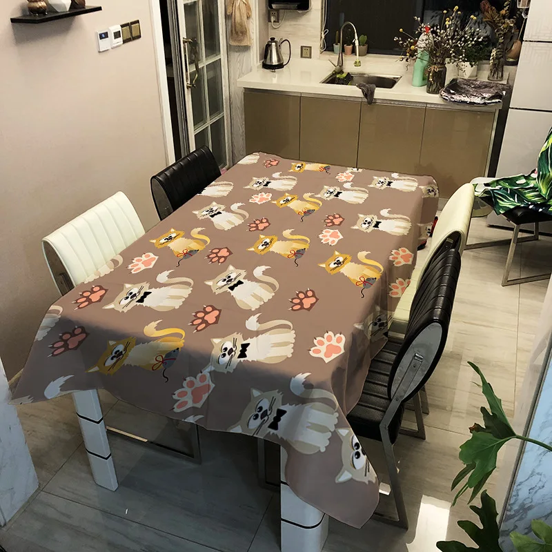 

European and American style waterproof household printed animal pattern washable tablecloth