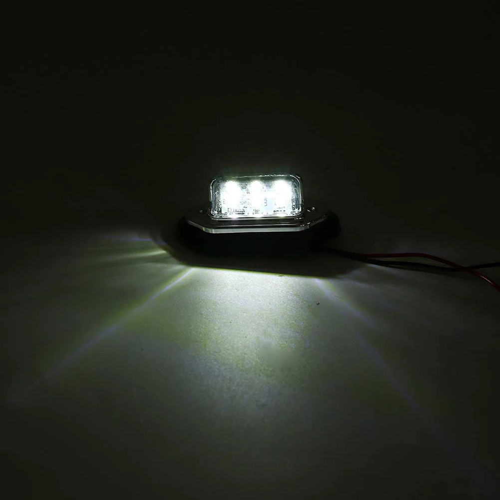 

2Pcs 12V 24V Waterproof 6 LED Car License Plate Light White Signal Tail Light Lamp for Boat Truck Trailer SUV Van Caravan