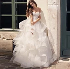 Свадебное платье принцессы мечты 2021, многослойное милое кружевное платье невесты с открытыми плечами и вышивкой на спине Vestidos De Noiva