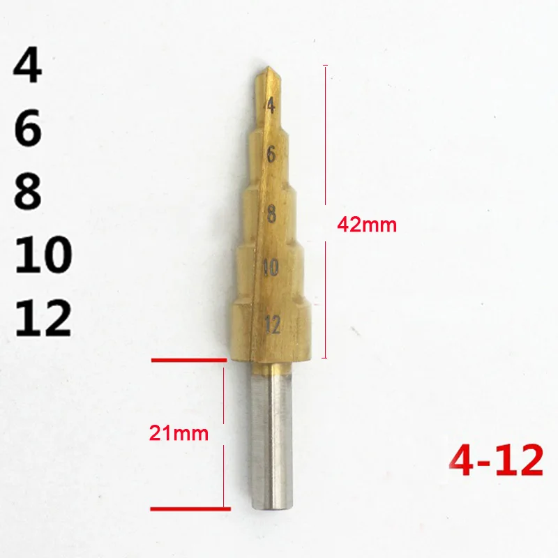 4-12mm (5 steps ) Сверло с несколькими уровнями, конус сверла по металлу набор дыра резак метрических на возраст от 4 до 12 лет/20/32 мм, Титан с металлическим покрытием бит - Цвет: 4-12mm (5 steps )