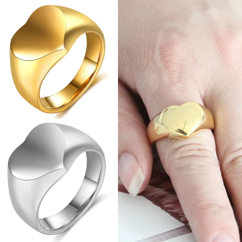 

Classic Heart Love Shaped Ring Titanium Stainless Steel Smooth High Polished Non-fading Ring for Men Party Stylish Jewelry