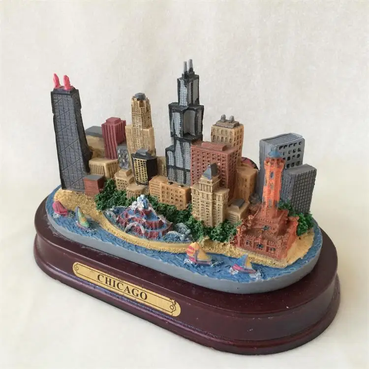U.S Chicago Block Building Model Creative Resin Crafts World Famous Landmark Tourism Souvenir Gifts Collection Home Decor | Дом и сад